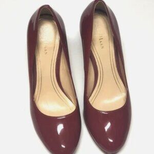 Cole Haan Red Patent Leather Pumps Chelsea Closed Toe Dress Heels Women's Sz 7 B